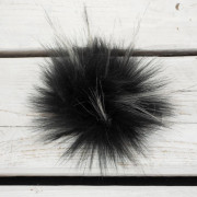 Eco fur pompom 6 cm - melange grey-white