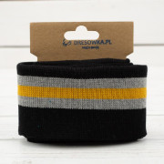 Folded ribbing BLACK / grey-mustard 140cm