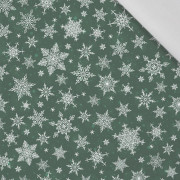 SNOWFLAKES PAT. 2 / bottled green - Cotton woven fabric