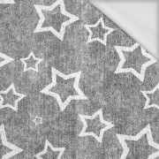WHITE STARS (CONTOUR) / vinage look jeans grey - looped knit fabric