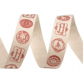 Cotton Ribbon width  15 mm printed with button pattern