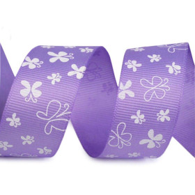 Grosgrain Ribbon width 26 mm Butterflies - VIOLET