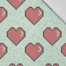 HEARTS (retro) / mint - Cotton woven fabric