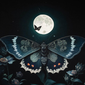 NIGHT BUTTERFLY - panel (75cm x 80cm) SINGLE JERSEY ITY