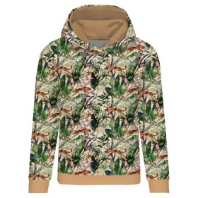 CLASSIC WOMEN’S HOODIE (POLA) - CHEETAH / leaves - looped knit fabric 