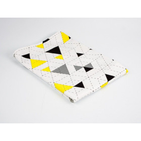 GEOMETRIC TRIANGLES YELLOW 2 / white - single jersey with elastane TE210