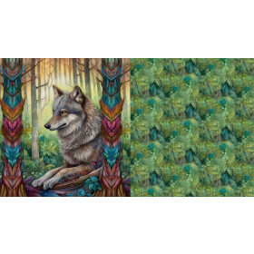 BOHO WOLF - panel (60cm x 50cm) Waterproof woven fabric