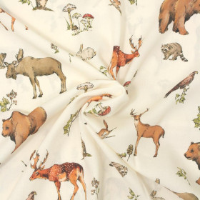Forest animals - viscose woven fabric