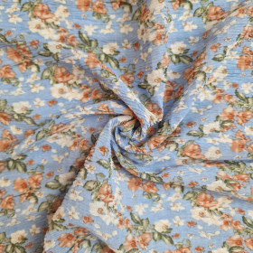 FLOWERS / blue - crashed chiffon