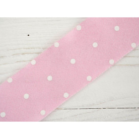 Knitwear bias binding 20 mm DOTS WHITE / light pink