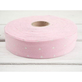 Knitwear bias binding 20 mm DOTS WHITE / light pink