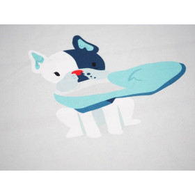 Dog with shoe (J'adore Paris) / aqua - panel single jersey TE210