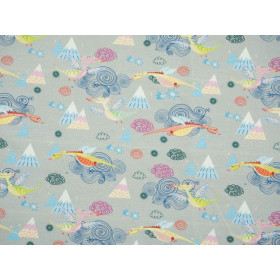 DRAGONS / grey - Viscose jersey WE210