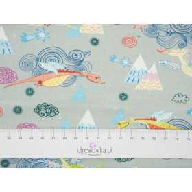 DRAGONS / grey - Viscose jersey WE210