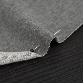 VICHY GRID BLACK / eco melange - looped knit fabric