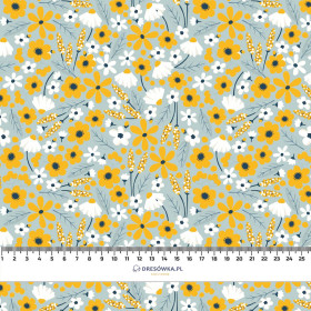 SMALL FLOWERS pat. 2 / light grey - viscose woven fabric