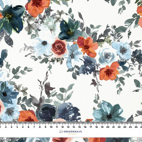 WATER-COLOR FLOWERS pat. 2 / white - Bambusstoff 170g
