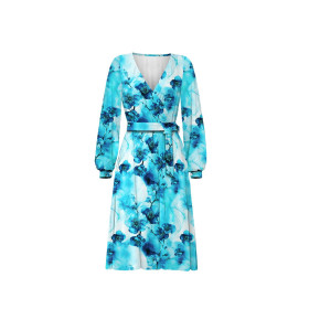 WRAP MIDI DRESS (BIANCA) - ALCOHOL PASTEL INK wz.7 blue - sewing set