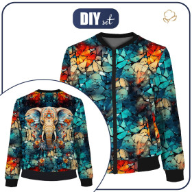 WOMEN’S BOMBER JACKET (KAMA) - ANIMALS CRACKED pat.3 (elephant) - sewing set