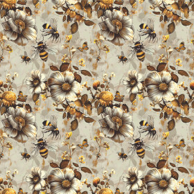 BEES & FLOWERS - Linen 100%