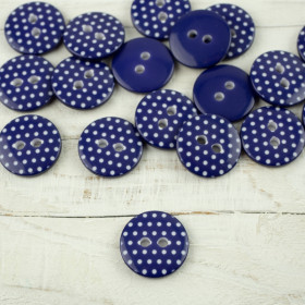 Plastic button with dots middle - cornflo