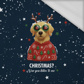 CHRISTMAS DOG PAT. 5 -  PANEL (60cm x 50cm) light brushed knitwear
