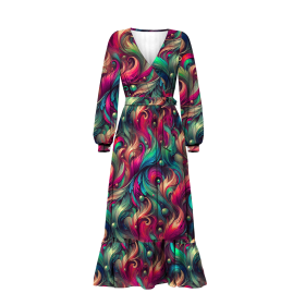 WRAP FLOUNCED DRESS (ABELLA) - COLORFUL FEATHER PINK - sewing set