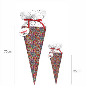 First Grade Candy Cone - SKULLS pat. 4 / colorful (DIA DE LOS MUERTOS) - sewing set
