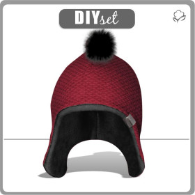 "AVIATOR" HAT - MAROON - BUCLE / black