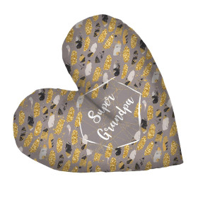 DECORATIVE PILLOW HEART - Super Grandpa / FLOWER BOUQUET  pat. 6 (gold)