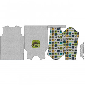 LONGSLEEVE - DINO TILES PAT. 3 / melange light grey - sewing set