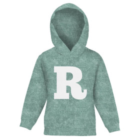 KID'S HOODIE (ALEX) - "R" / acid wash modern mint - looped knit fabric