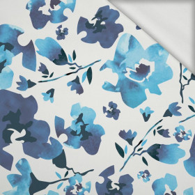 100CM WATER-COLOR FLOWERS pat. 1 (classic blue) - looped knit fabric