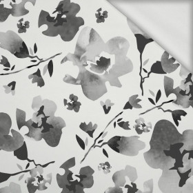 WATER-COLOR FLOWERS pat. 1 (grey) - looped knit fabric
