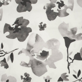 WATER-COLOR FLOWERS pat. 1 (grey) - looped knit fabric
