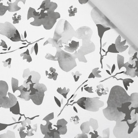 WATER-COLOR FLOWERS pat. 1 (grey) - Cotton woven fabric