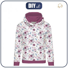 CLASSIC WOMEN’S HOODIE (POLA) - WATERCOLOR BOUQUET Pat. 2 - looped knit fabric 