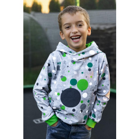 KID'S HOODIE (ALEX) - RETRO CAR PAT. 3 / M-01 melange light grey - looped knit fabric