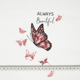 ALWAYS BEAUTIFUL (GLITTER BUTTERFLIES) / white - panoramic panel looped knit (60cm x 155cm)