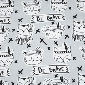 BE BRAVE /  BOHO (SCHOOL DRAWINGS) - looped knit fabric