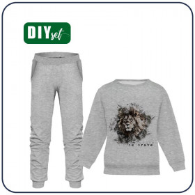Children's tracksuit (MILAN) - BE BRAVE (BE YOURSELF) / M-01 melange light grey - looped knit fabric