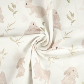 BEIGE BUNNIES (PASTEL BUNNIES) - looped knit fabric