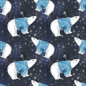 WHITE BEARS IN SWEATERS / navy (ENCHANTED WINTER)