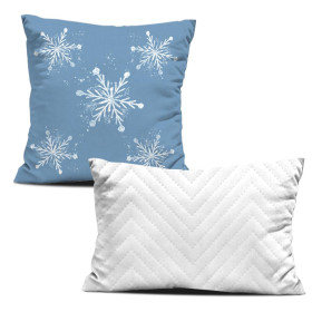 DECORATIVE PILOWS - WHITE SNOWFLAKE / blue