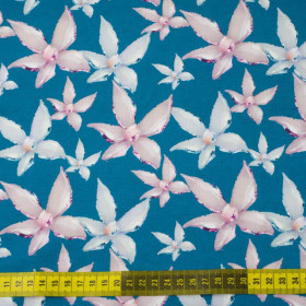 GLITTER FLOWERS (DRAGONFLIES AND DANDELIONS) - looped knit fabric