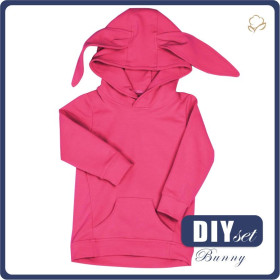 KID'S HOODIE BUNNY (PARIS) - B-25 FUCHSIA - looped knit fabric
