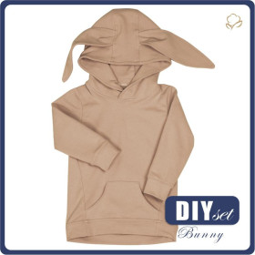 KID'S HOODIE BUNNY (PARIS) - HAZELNUT / beige - looped knit fabric