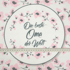 Die beste Oma der Welt/ painted flowers- Cotton woven fabric panel (50cmx75cm)