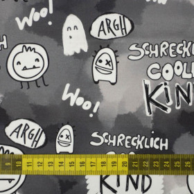 SCHRECKLICH COOLES KIND / black (SCHOOL DRAWINGS) - looped knit fabric