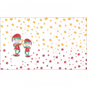 ELVES WITH BELLS (CHRISTMAS FRIENDS) - Cotton woven fabric panel ( 30 x 50 cm )